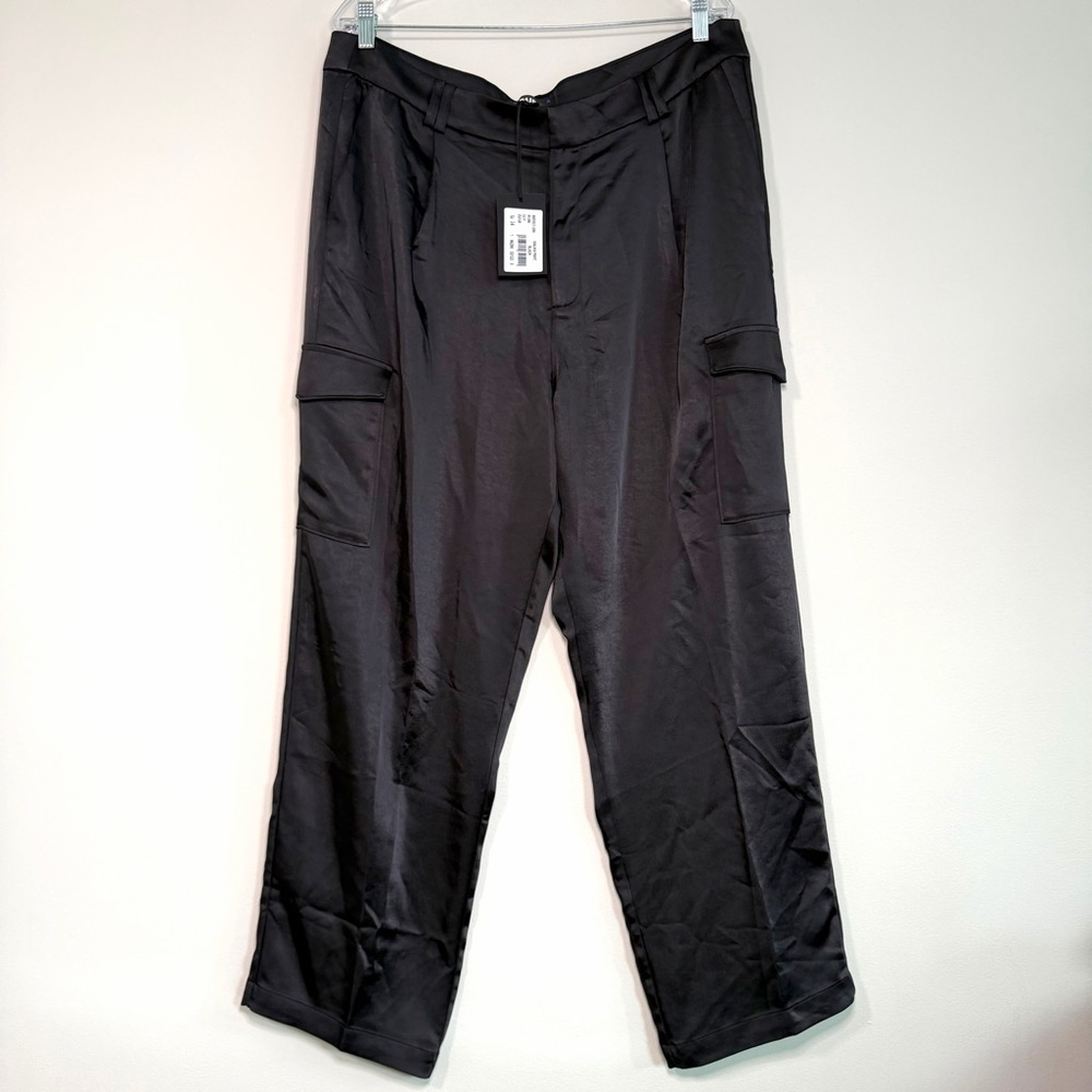 Paige Malika Black Satin Cargo Dress Pants Women’s Size 14